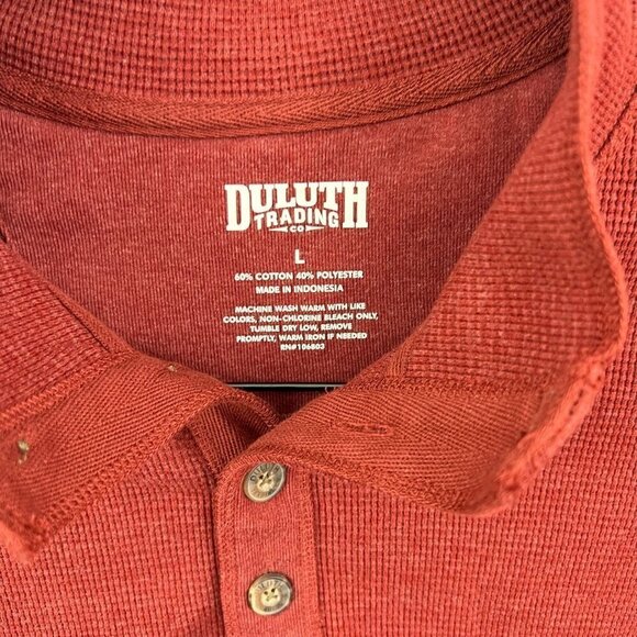 Duluth Trading Men’s L Red Mock Neck Thermal Henley Waffle Weave Shirt - Picture 4 of 4